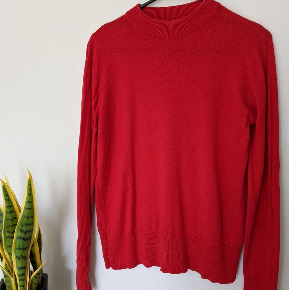 Monki Lightweight High Neck Red Sweater